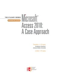 cover of the book Microsoft Office Access 2010: A Case Approach, Introductory