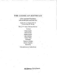 cover of the book The Codex of Justinian: A New Annotated Translation with Parallel Latin and Greek Text