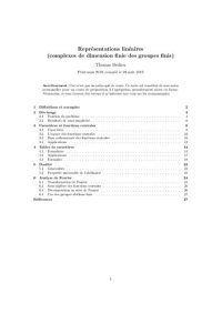 cover of the book Représentations linéaires (complexes de dimension finie des groupes finis)