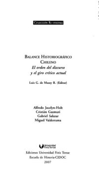 cover of the book Balance historiográfico chileno: el orden del discurso y el giro crítico actual