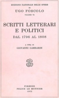 cover of the book Scritti letterari e politici dal 1796 al 1808