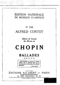 cover of the book Alfred Cortot - Editions de Travail pour Chopin Ballades