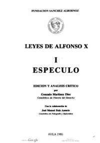 cover of the book Leyes de Alfonso X. Espéculo