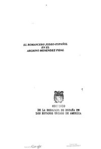 cover of the book El Romancero judeo-español en el Archivo Menéndez Pidal : catálogo-índice de romances y canciones