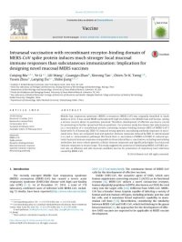 cover of the book Intranasal vaccination with recombinant receptor-binding domain ofMERS-CoV spike protein induces much stronger local mucosalimmune responses than subcutaneous immunization: Implication fordesigning novel mucosal MERS vaccines