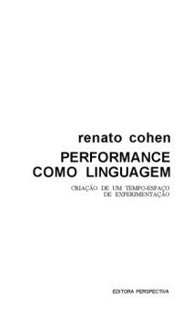 cover of the book Performance como linguagem : criação de um tempo-espaço de experimentação