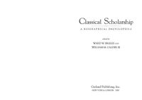 cover of the book Classical Scholarship: a Biographical Encyclopedia