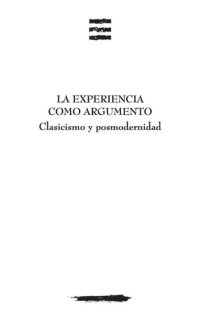 cover of the book La experiencia como argumento