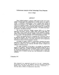 cover of the book Performance Analysis of the Technology Chess Program.