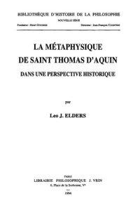 cover of the book La métaphysique de saint Thomas d'Aquin dans une perspective historique