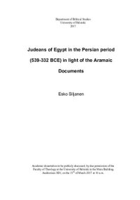 cover of the book Judeans of Egypt in the Persian period (539-332 BCE) in light of the Aramaic Documents