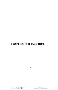 cover of the book Homélies sur Ézéchiel