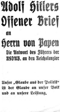 cover of the book Offener Brief an Franz von Papen vom 16. Oktober 1932