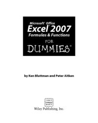 cover of the book Excel 2007 formulas and functions for dummies