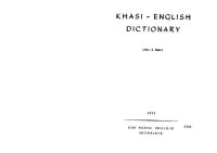 cover of the book Khasi - English Dictionary