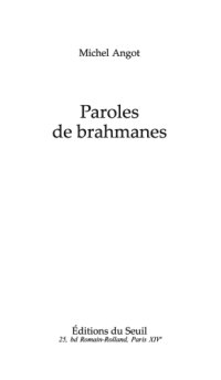 cover of the book Paroles de brahmanes