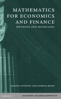 cover of the book Mathematics for economics and finance: methods and modelling