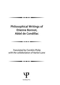 cover of the book Philosophical writings of Etienne Bonnot, abbe de Condillac vol 1