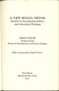 cover of the book A New Moral Order: Studies in Development Ethics and Liberation Theology