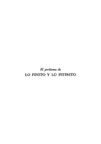 cover of the book El problema de lo finito y lo infinito