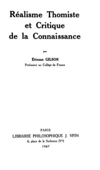 cover of the book Réalisme thomiste et critique de la connaissance