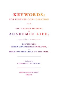 cover of the book Keywords: For Further Consideration and Particularly Relevant to Academic Life, &c