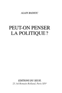 cover of the book Peut-on penser la politique?