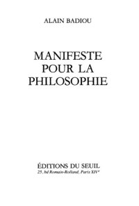 cover of the book Manifeste pour la philosophie