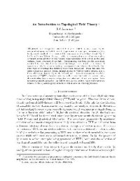 cover of the book An introduction to topological field theory