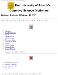 cover of the book The University of Alberta's Cognitive Science Dictionary