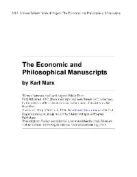 cover of the book The Economic and Philosophical Manuscripts