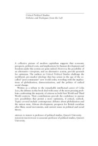 cover of the book Critical Political Studies: Debates and Dialogues from the Left