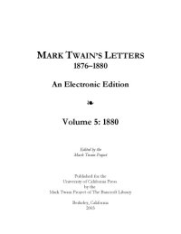 cover of the book Mark Twain's letters, 1876-1880. Volume 5, 1880