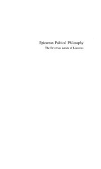 cover of the book Epicurean political philosophy: the De rerum natura of Lucretius