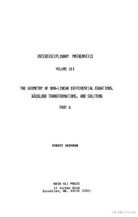 cover of the book Geometry of Non-Linear Differential Equations, Backlund Transformations, and Solitons