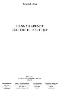 cover of the book Hannah Arendt: Culture et politique