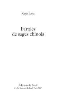 cover of the book Paroles de sages chinois