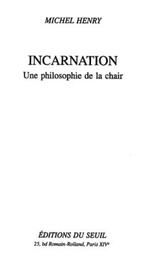 cover of the book Incarnation une philosophie de la chair