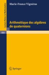 cover of the book Arithmétique des Algèbres de Quaternions