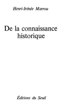 cover of the book De la connaissance historique