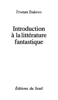 cover of the book Introduction à la littérature fantastique