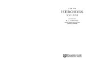 cover of the book Ovid: Heroides XVI-XXI