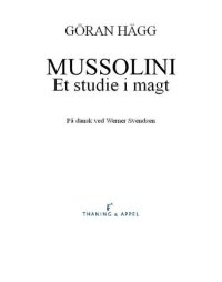 cover of the book Mussolini – Et studie i magt