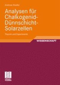 cover of the book Analysen für Chalkogenid-Dünnschicht-Solarzellen: Theorie und Experimente