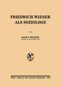 cover of the book Friedrich Wieser als Soziologe