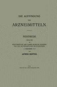 cover of the book Die Auffindung von Arzneimitteln: Festrede