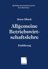 cover of the book Allgemeine Betriebswirtschaftslehre: Einführung