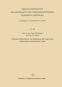 cover of the book Präzisions-Meßverfahren zur Bestimmung des elektrischen Leitvermögens geschmolzener Salze