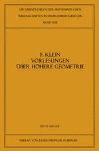 cover of the book Vorlesungen über Höhere Geometrie