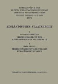 cover of the book Ausländisches Staatsrecht: 1. Verfassungsrecht der Angelsächsischen Staatenwelt